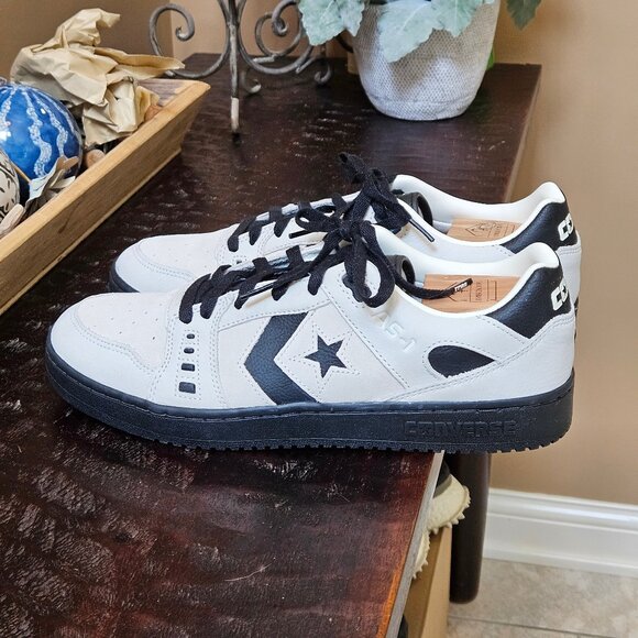 NWOT Converse Men's AS-1 Pro Leather/Suede Sneakers, White/Black, Sz 12 - Picture 3 of 16